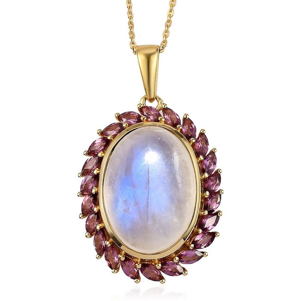 Moonstone and Orissa
Rhodolite Garnet Vermeil over 925 Silver Pendant Necklace 🆕
